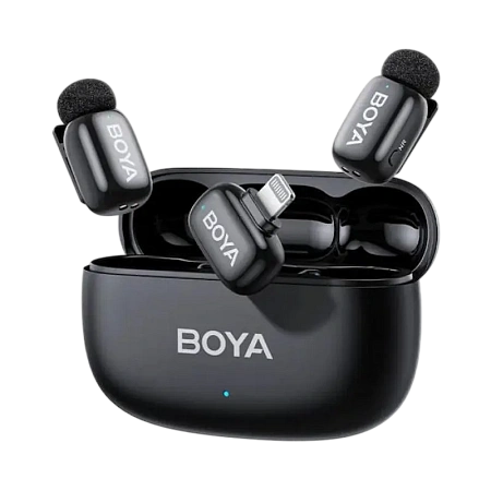 Портативный записывающий микрофон Boya mini 2-03, Беспроводной, Черный