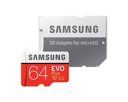 Карта памяти Samsung EVO Plus MicroSD, 64Гб (MB-MC64KA/KR)