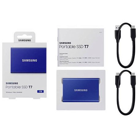 Внешний портативный SSD накопитель Samsung Portable SSD T7, 1 ТБ, Синий (MU-PC1T0H/WW)