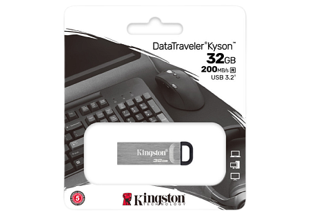 USB Flash накопитель Kingston DataTraveler Kyson, 32Гб, Серебристый