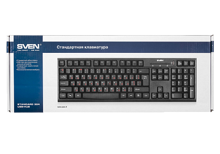 Клавиатура SVEN Standard 304, Проводное, Чёрный