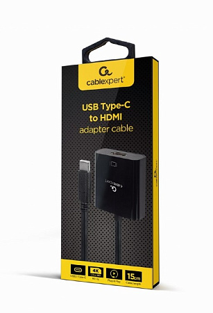 Видеокабель Cablexpert A-CM-HDMIF-04, USB 3.1 Type-C (M) - HDMI (F), 0.15 м, Чёрный