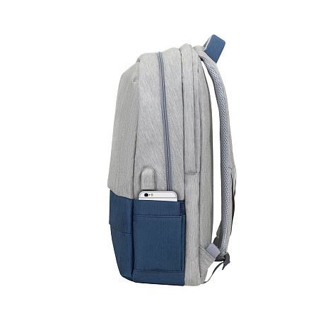 Рюкзак для ноутбука RivaCase Prater, 17.3", Полиэстер, Серый/Синий