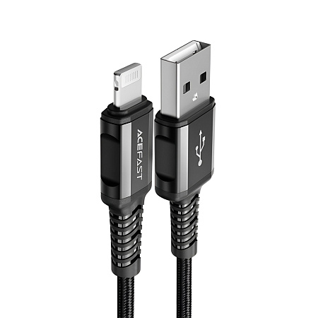 Acefast Cable USB to Lightning MFI 2.4A 1.2m Aluminum Alloy, Black