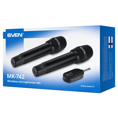 Комплект из двух беспроводных микрофонов SVEN MK-742 / Wireless / Black Комплект из двух беспроводных микрофонов SVEN MK-742 / Wireless / Black