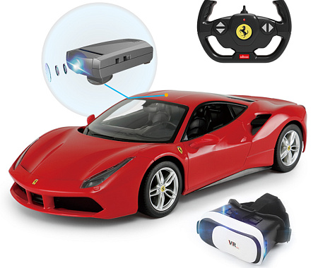 Радиоуправляемая игрушка Rastar Ferrari 488 GTB & VR Glasses, 1:14, Красный (79800/75600)