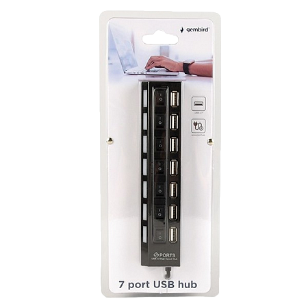 USB-концентратор Gembird UHB-U2P7-04, Чёрный