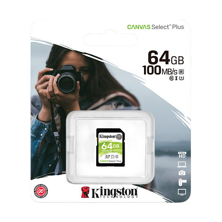 Карта памяти Kingston Canvas Select Plus, 64Гб (SDS2/64GB)