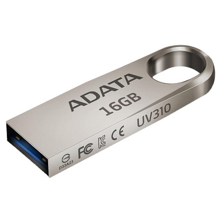 USB Flash накопитель ADATA UV310, 16Гб, Серебристый