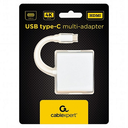 Видеоадаптер Cablexpert A-CM-HDMIF-02-SV, USB-C (M) x USB-C (F) - XHDMI (F) x USB A (F), 0,1м, Серебристый