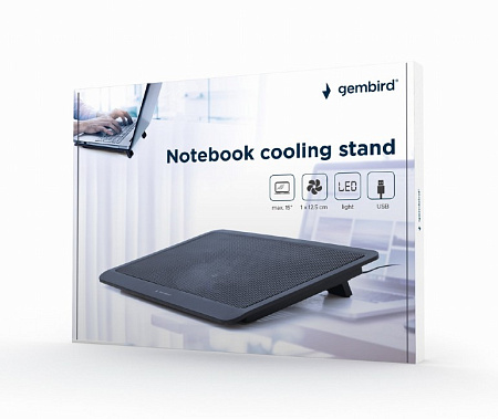 Охлаждающая подставка для ноутбука Gembird NBS-1F15-03, 15", Чёрный
