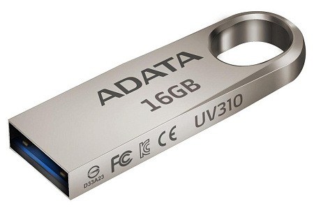 USB Flash накопитель ADATA UV310, 16Гб, Серебристый