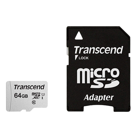 Карта памяти Transcend MicroSDXC Class 10, 64Гб (TS64GUSD300S-A)