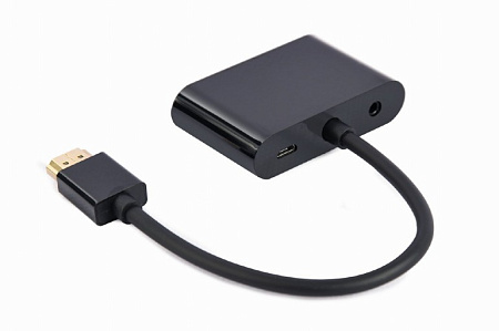 Переходник Cablexpert A-HDMIM-HDMIFVGAF-01, HDMI (M) - HDMI (F) + VGA, 0.15 м, Чёрный