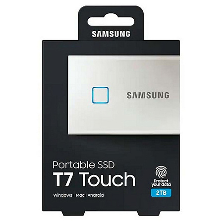 Внешний портативный SSD накопитель Samsung Portable SSD T7 Touch,  2 TB, Серебристый (MU-PC2T0S/WW)