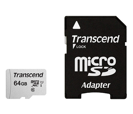 Карта памяти Transcend MicroSDXC Class 10, 64Гб (TS64GUSD300S-A)