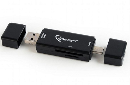 Кардридер Gembird UHB-CR3IN1-01, USB Type-C, Чёрный