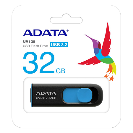 USB Flash накопитель ADATA UV128, 32Гб, Черный/Синий
