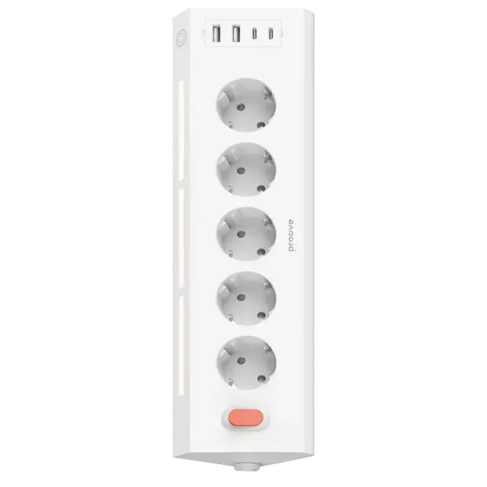 Сетевой фильтр Proove Prism Socket, 5 Розеток, 1,6м, Белый