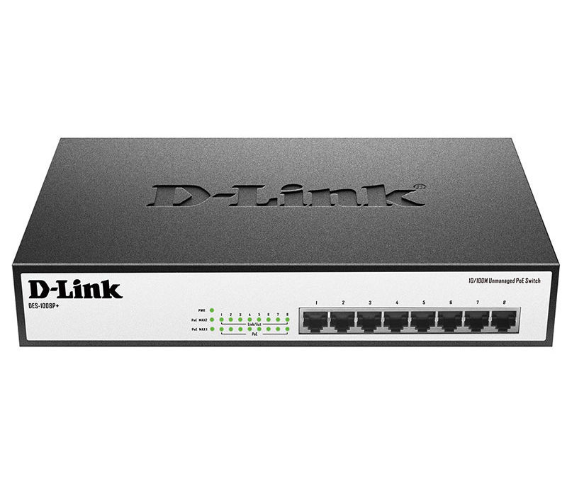 PoE коммутатор D-Link DES-1008P+, 8x IEEE 802.3af/at