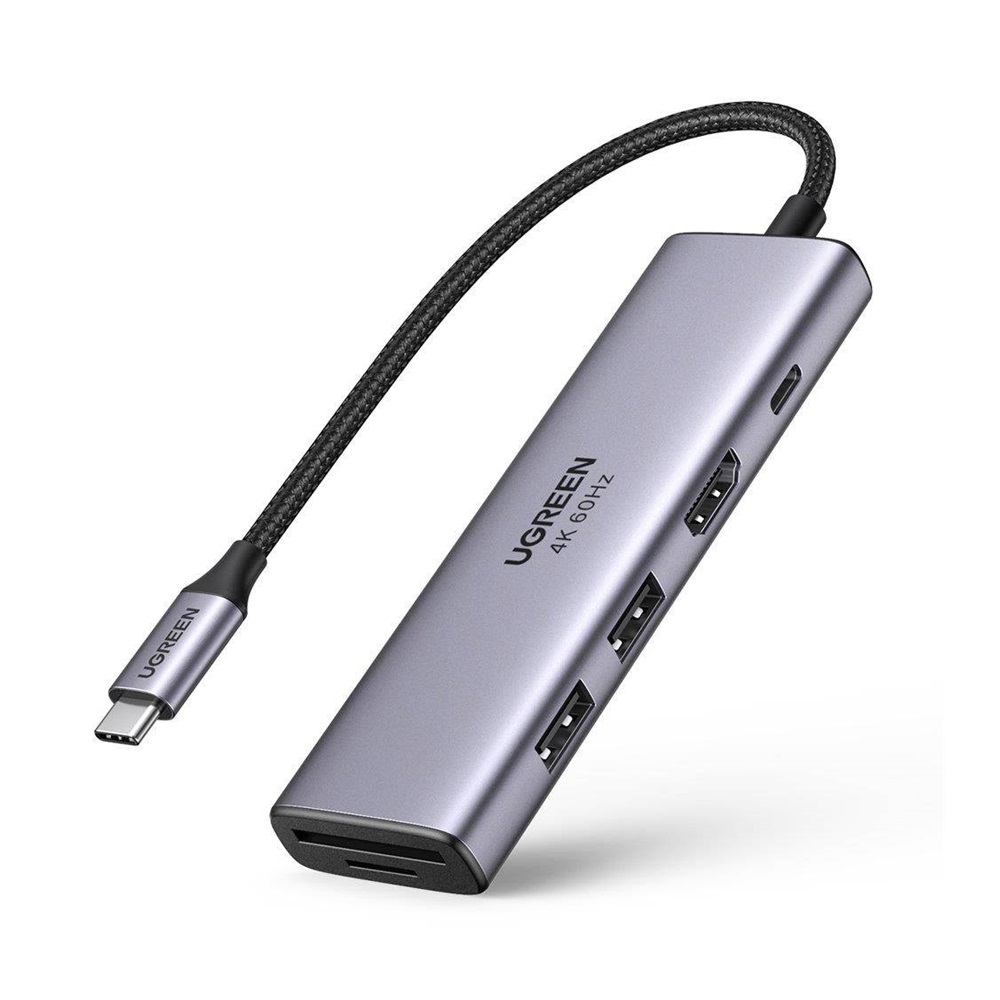 UGREEN Docking Station 6in1 USB-C to 1*HDMI 4K@30Hz + 3*USB-A3.0 + 1*SD + 1*TF | CM511, Gray