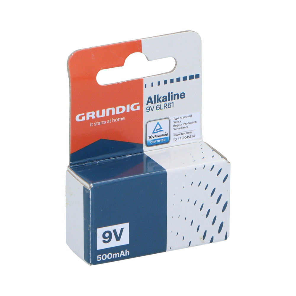 GRUNDIG Alkaline Battery 9V/6LR61 500mAh Pack Shrink