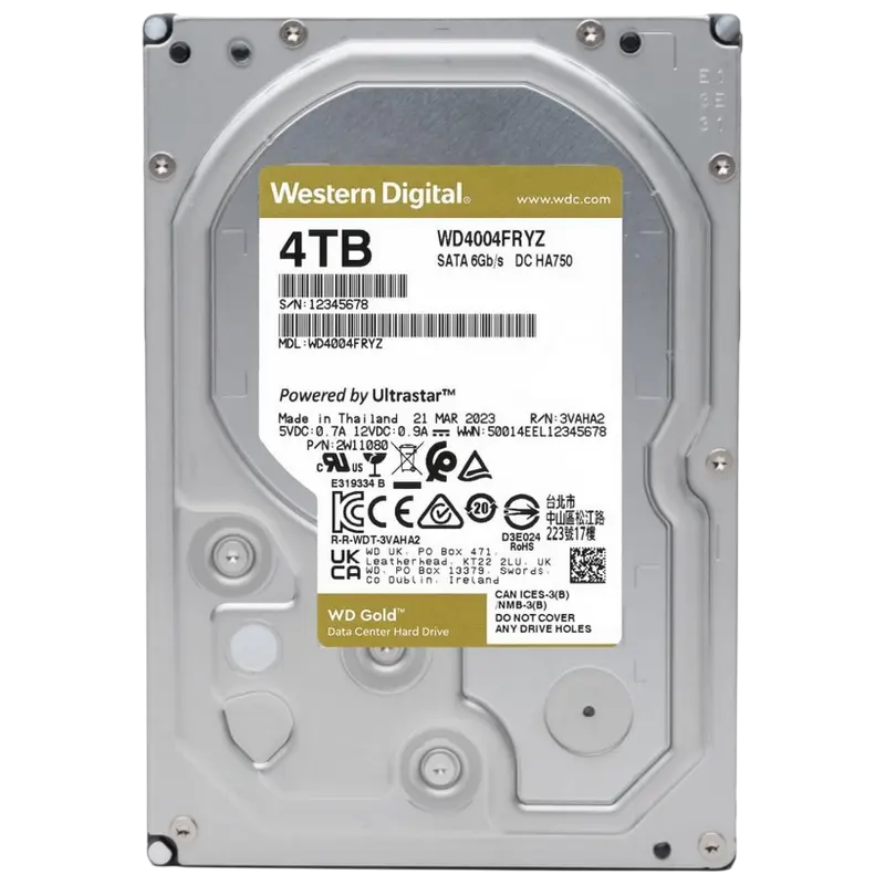 Жесткий диск Western Digital WD Gold, 3.5", 4 ТБ <WD4004FRYZ>