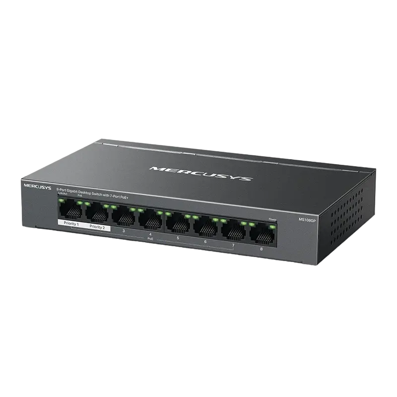 PoE коммутатор MERCUSYS MS108GP, 7x PoE+