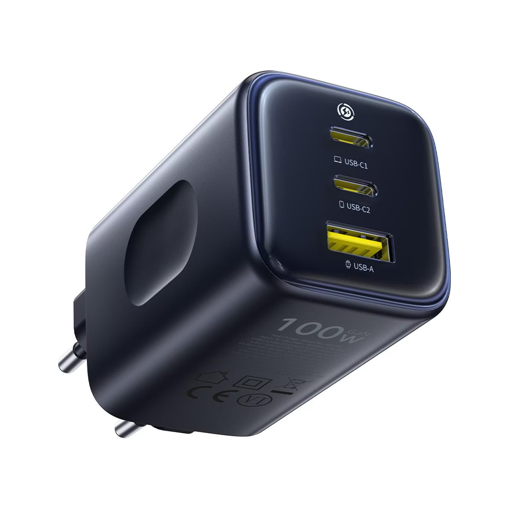 Baseus Wall Charger GaN 2*Type-C+1*USB-A 100W, PicoGov Series AE11, Cosmic Black