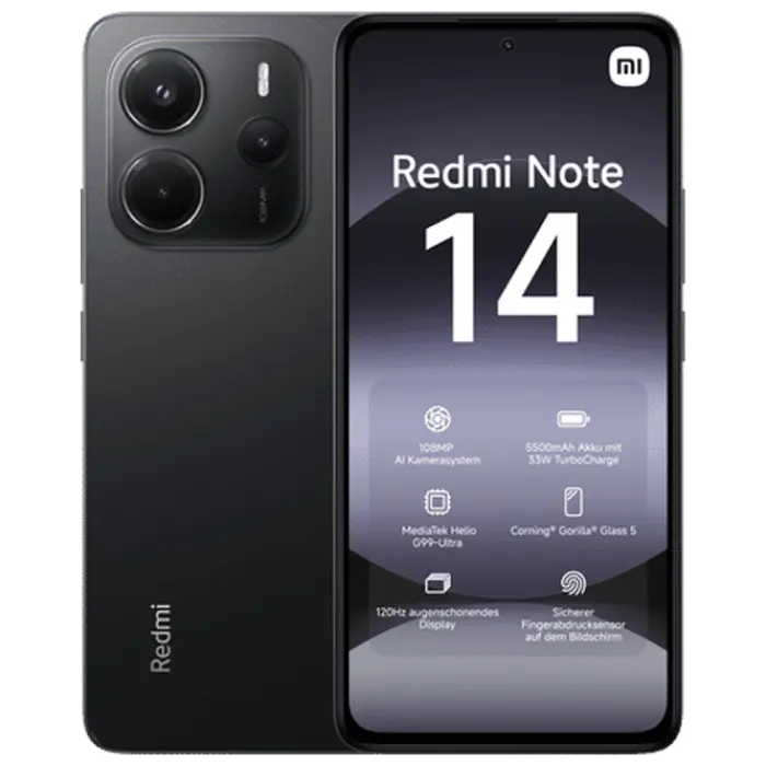 Смартфон Xiaomi Redmi Note 14 4G, 6Гб/128Гб, Чёрный, iphone, xiaomi, samsung, oppo, чехол, стекло