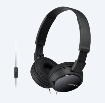 Headphones  SONY  MDR-ZX110APB, Mic on cable,  4pin 3.5mm jack L-shaped, Cable: 1.2m, Black