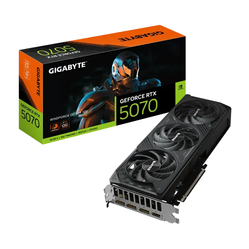 Видеокарта Gigabyte GV-N5070WF3OC-12GD, 12ГБ GDDR7 192бит,процессоры ,оперативная память, ssd, M2, hdd, кейсы