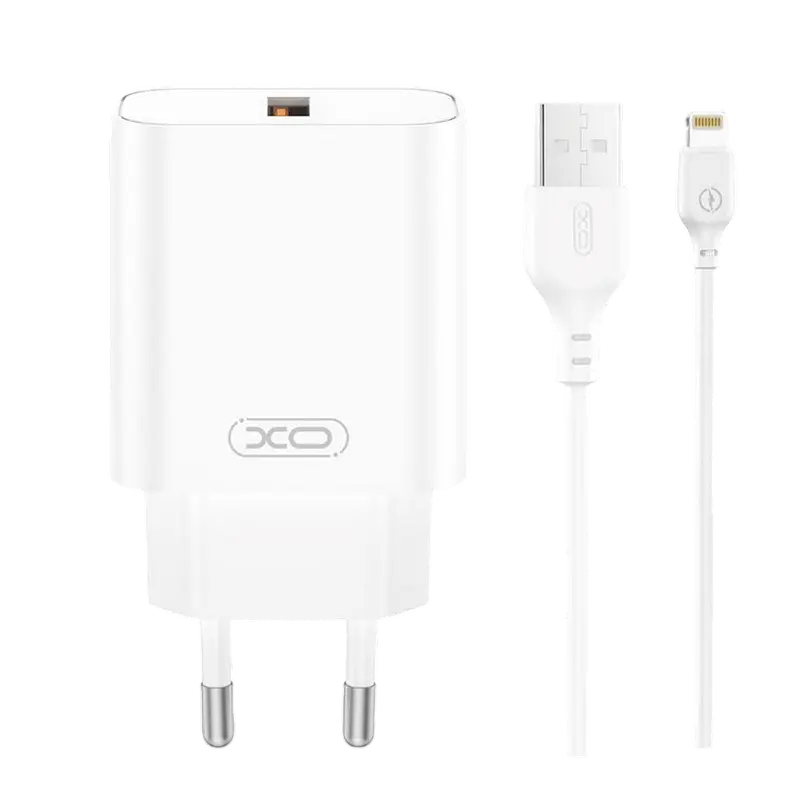 Зарядное устройство XO CE33 + Lightning, 18Вт, Белый