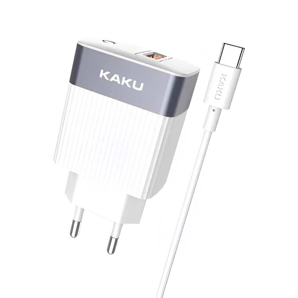 Ksiga Wall Charger with Cable USB to Micro-USB 18W KSC-369 Baize, White