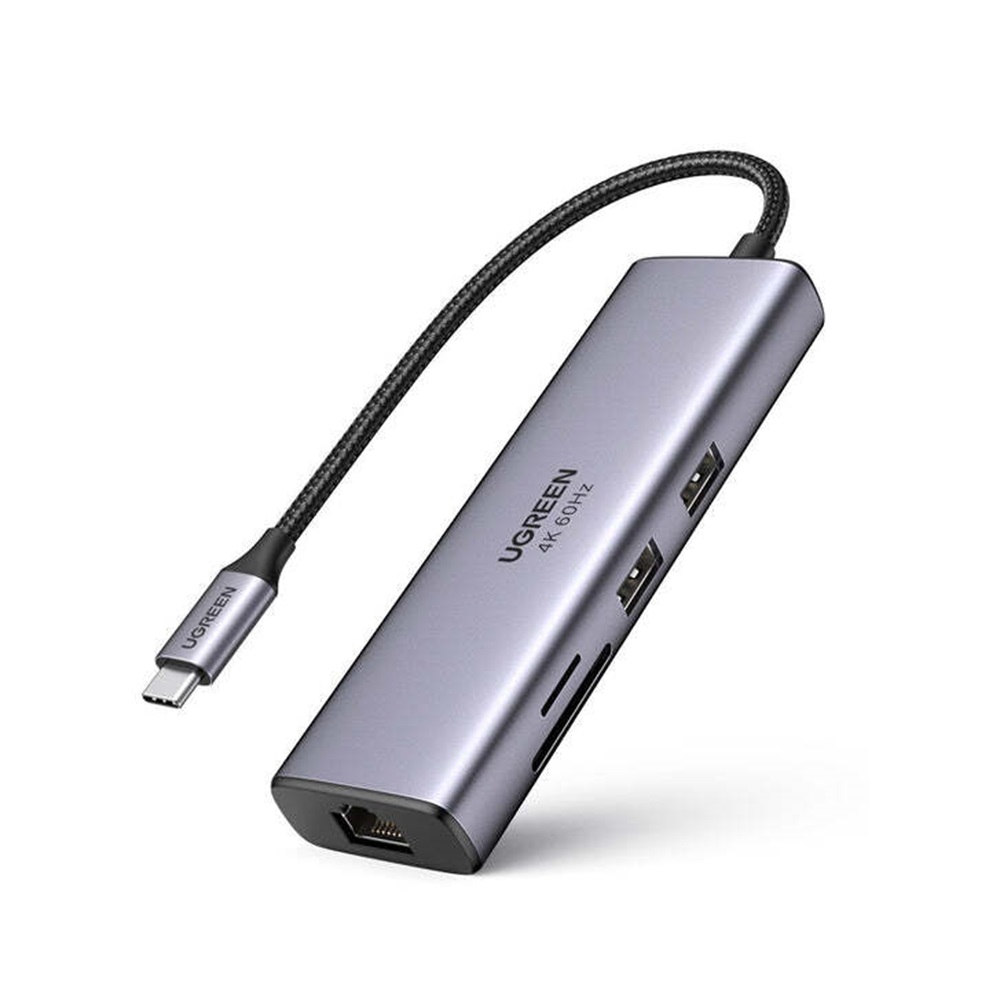 UGREEN Docking Station 7in1 USB-C to 1*HDMI 4K@60Hz + 2*USB3.0 + 1*LAN + 1*SD + 1*TF + PD 100W | CM512, Gray