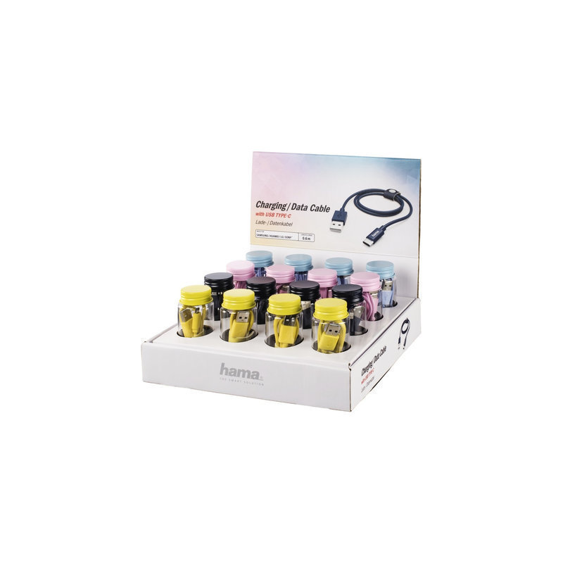 Hama · USB-C-Kabel 16 Stk. Display (rosa/hellblau/dunkelblau/gelb),usb ,micro ,iphone, 3.5, tupe-c, тюльпаны