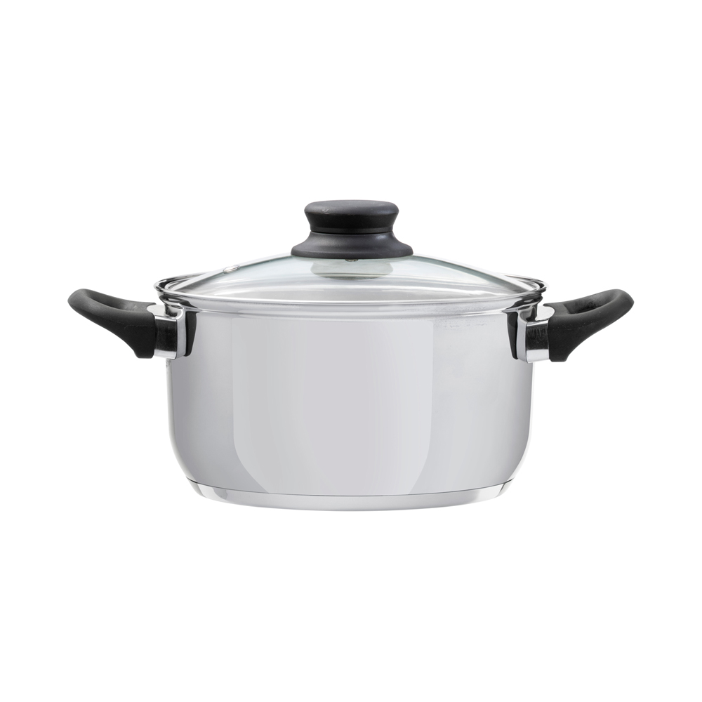 Domotti, Pot With Lid, Lima, 20 Cm, 3.6 L Stainless Steel, Tempered Glass