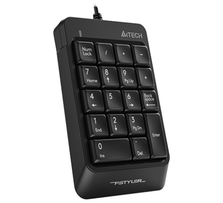 Numeric Keypad A4tech FK13P, Slim Profile, Round-Square Keycaps, High-Elasticity Silicon, USB, Black