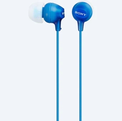 Earphones  SONY  MDR-EX15AP, Mic on cable,  4pin 3.5mm jack L-shaped, Cable: 1.2m, Blue