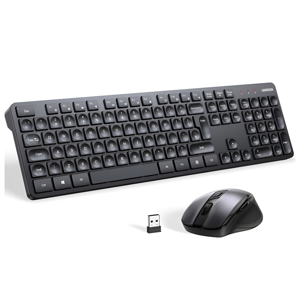 UGREEN Wireless Combo Keyboard and Mouse Ergonomic US MK006, Black