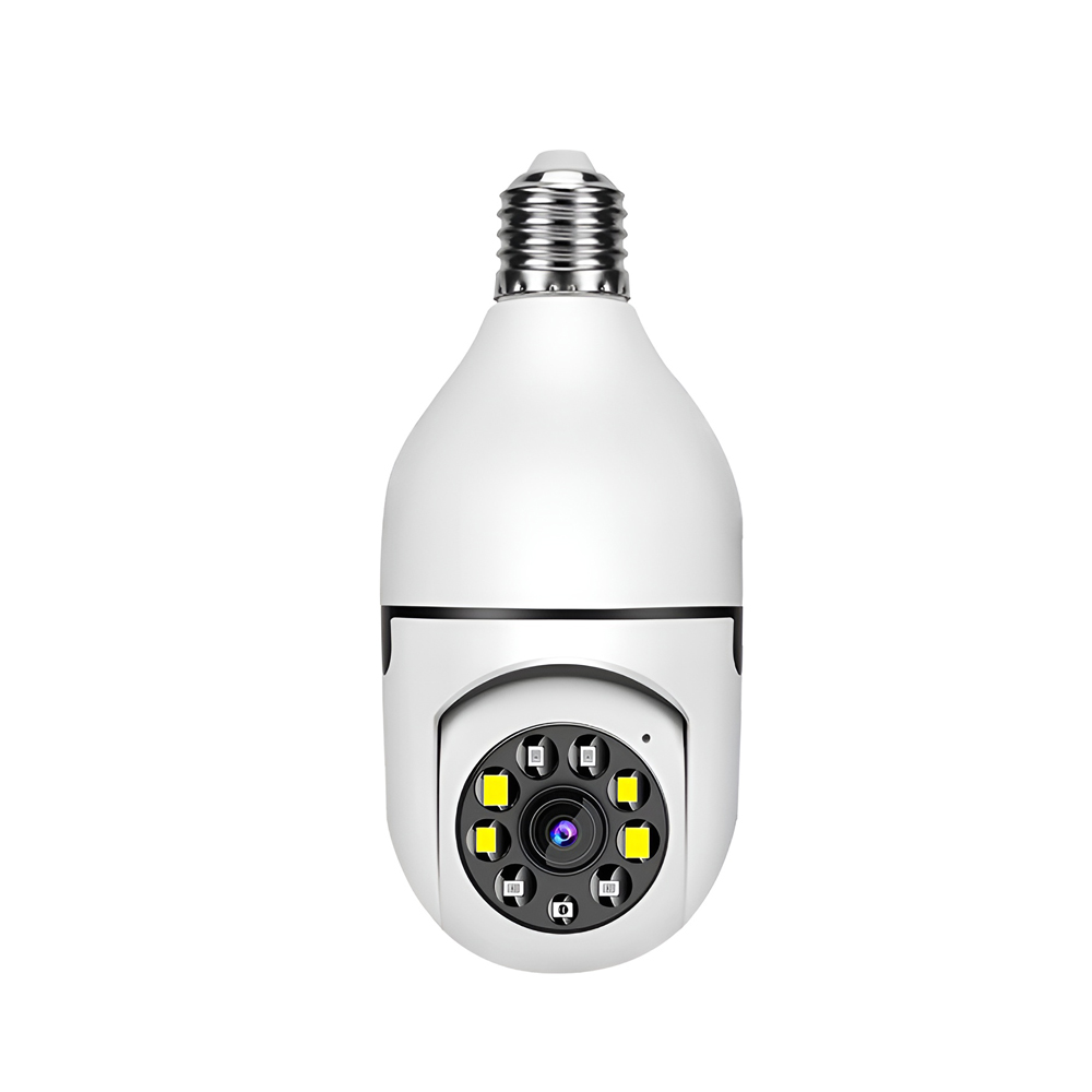BAVIN E27 Bulb Smart Security Camera 3MP, 2.4GHz Wi-Fi, PTZ (355°/90°), Color Night Vision, White