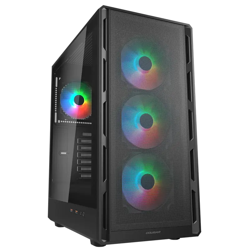 Компьютерный корпус Cougar Airface Pure RGB, Midi-Tower, Без блока питания, Чёрный