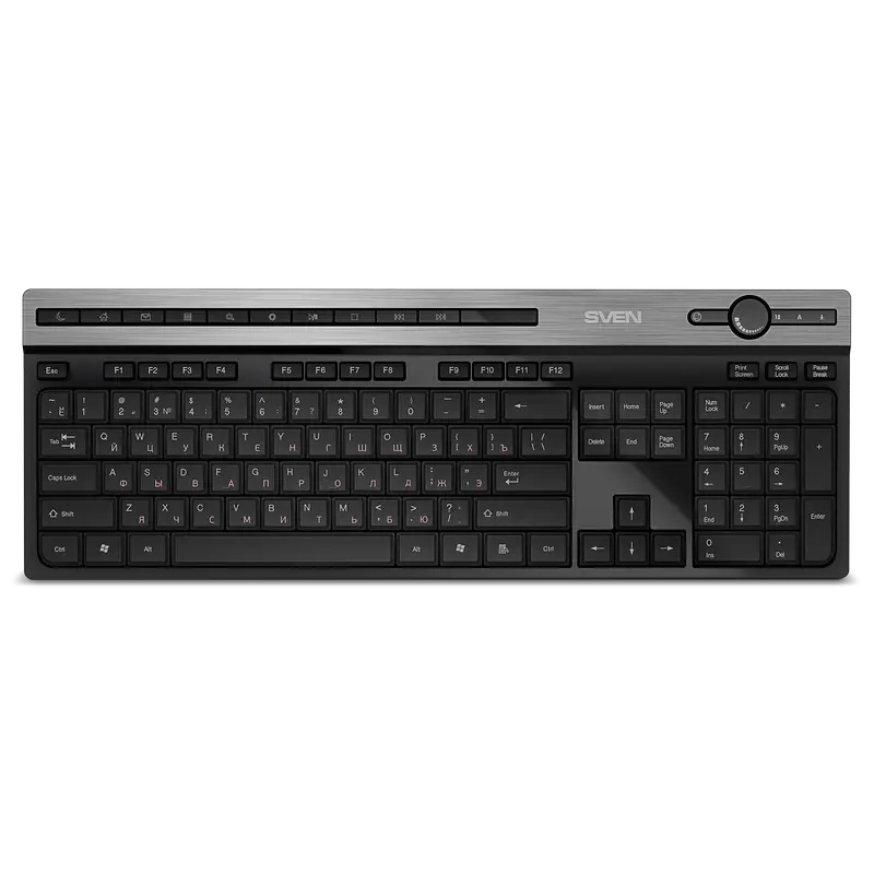 Клавиатура SVEN KB-E5500W, Беспроводное, Чёрный | Серебристый