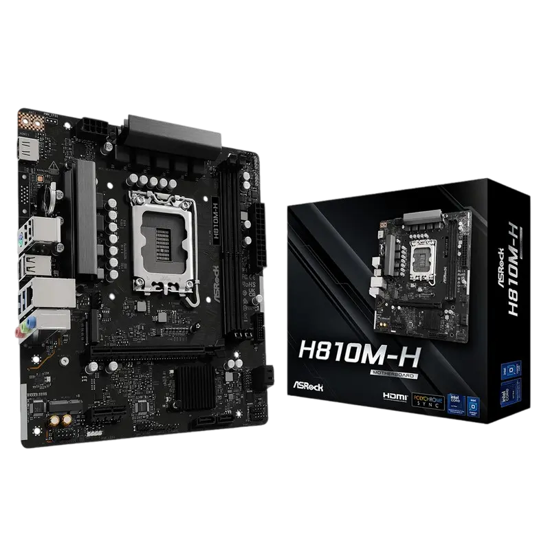 Материнская плата ASRock H810M-H, LGA1851, Intel H810, Micro-ATX,процессоры ,оперативная память, ssd, M2, hdd, кейсы