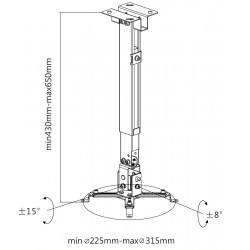 Ceiling/Wall Mount Reflecta, "TAPA" Universal Silver, 430-650mm, max.load 20kg, 23056 Ceiling/Wall Mount Reflecta, "TAPA" Universal Silver, 430-650mm, max.load 20kg, 23056
