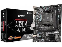 MSI A320M-A PRO, Socket AM4, AMD A320, Dual 2xDDR4-3200, APU AMD graphics, DVI, HDMI, 1xPCIe X16, 4xSATA3, RAID, 1xPCIe X1, ALC892 HDA, GbE LAN, 6xUSB,процессоры ,оперативная память, ssd, M2, hdd, кейсы