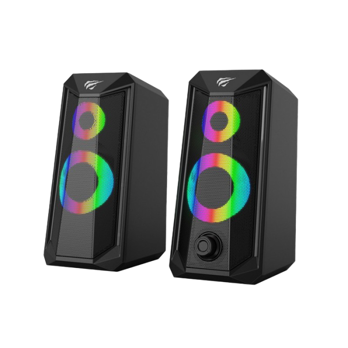 Gaming Speakers Havit SK202, 2x2.5" drivers, 2x3W RMS, 4Ohm, 3.5mm+USB, RGB, Black 
