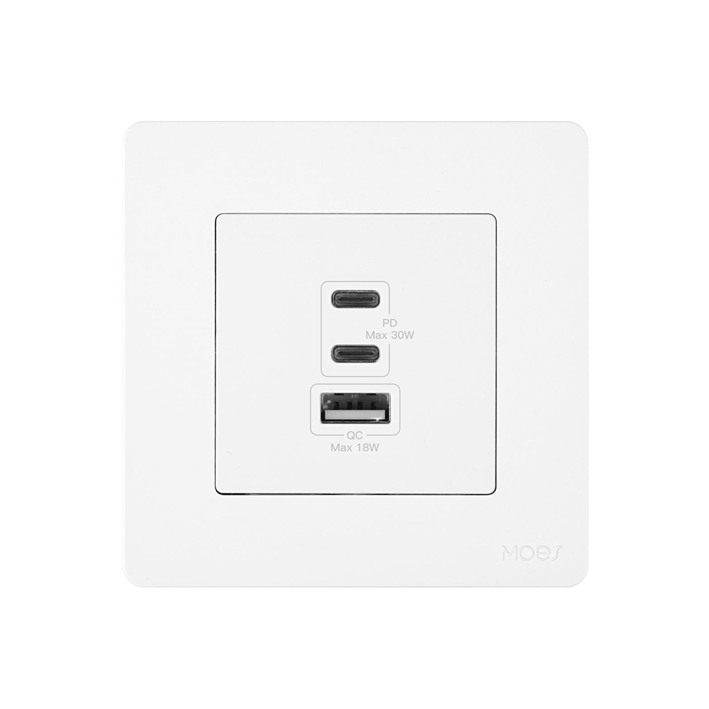 Moes Star Ring Socket 30W GAN 3 Ports (2*Type C+1*USB-A), White