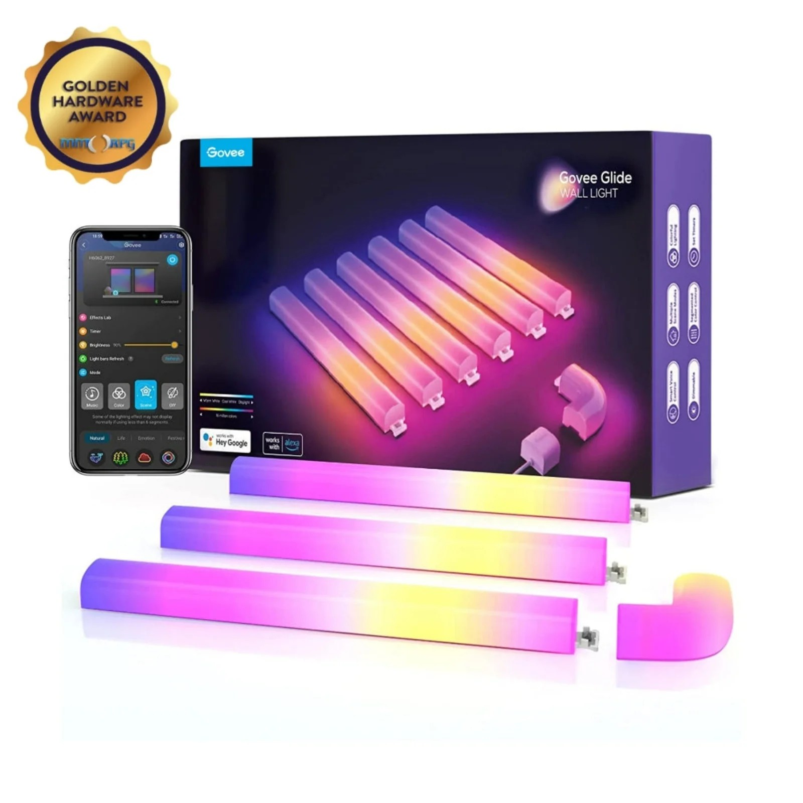 Настенный светильник (6+1) GOVEE Glide RGBIC / Wi-Fi + BT / Multicolor