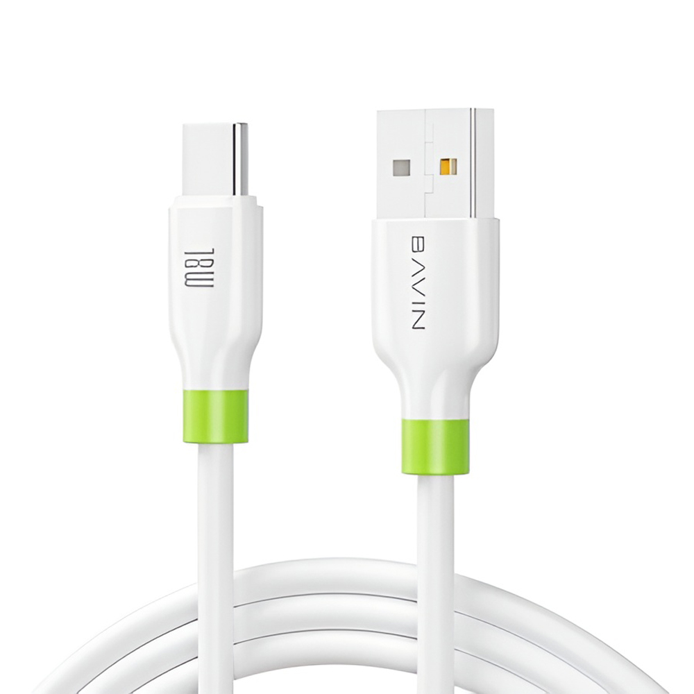 BAVIN Charging & Data Cable USB to Type-C, Silicone, 1m, 60W, White